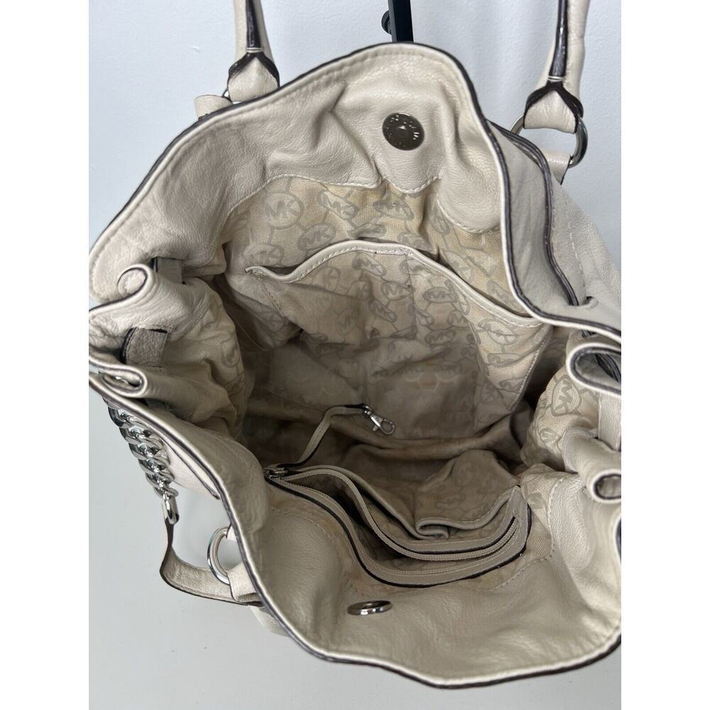 Michael Kors Hamilton Lock Cream Leather Large Satchel Shoulder Bag - Picture 9 of 11